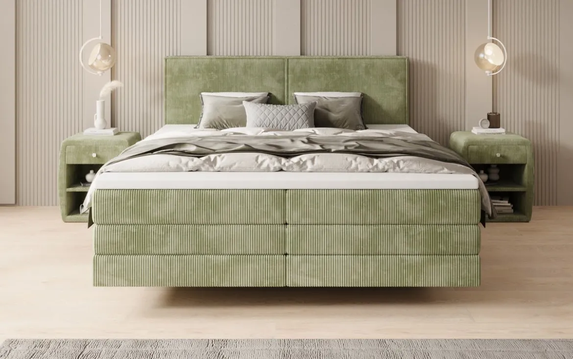 Boxspringbett Elara mit Schwebeoptik in Cord