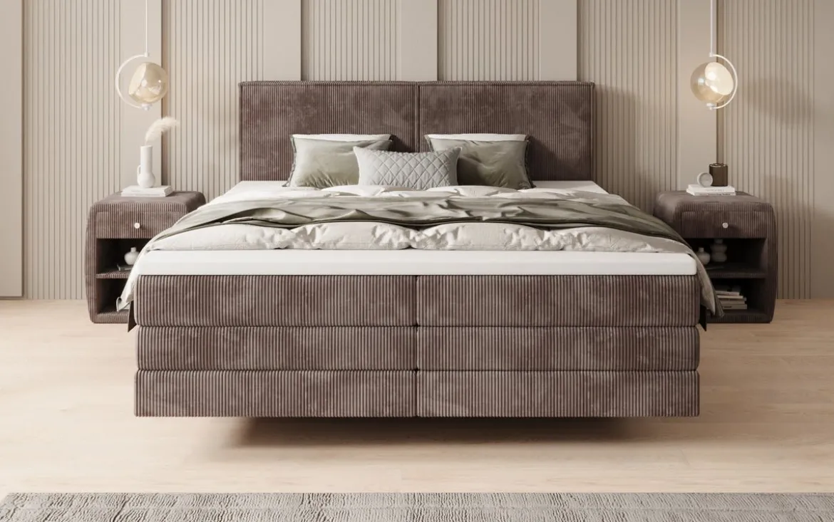 Boxspringbett Elara mit Schwebeoptik in Cord