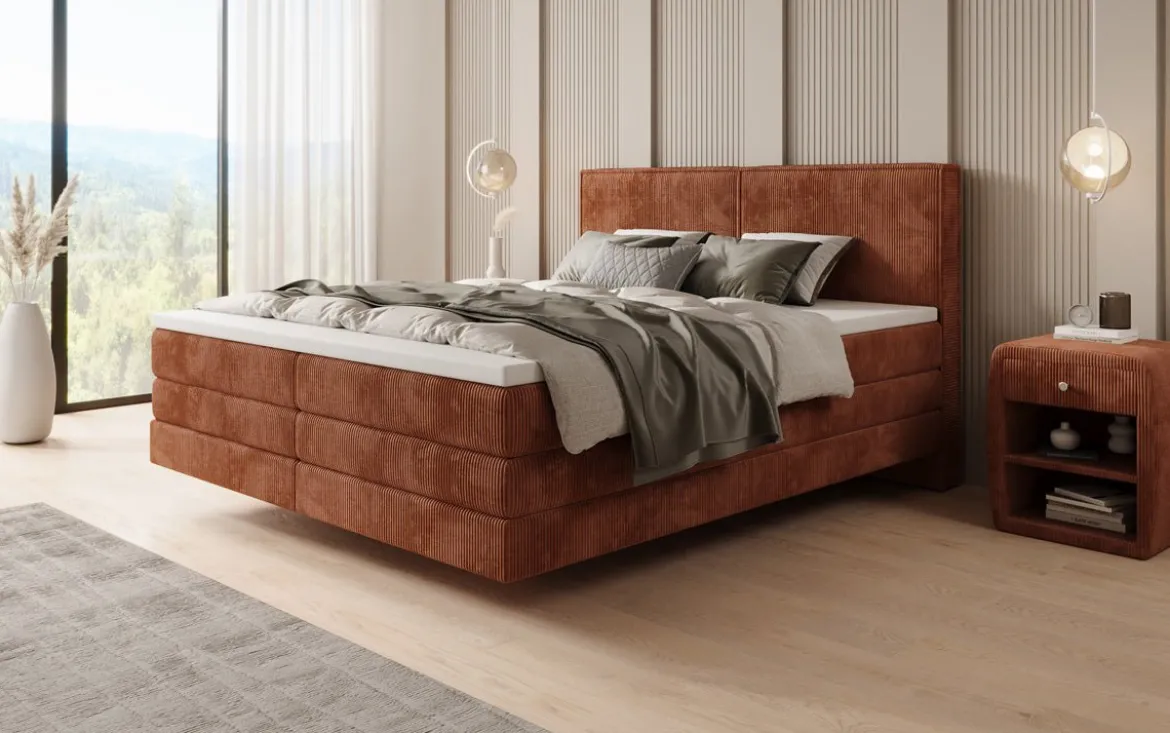 Boxspringbett Elara mit Schwebeoptik in Cord