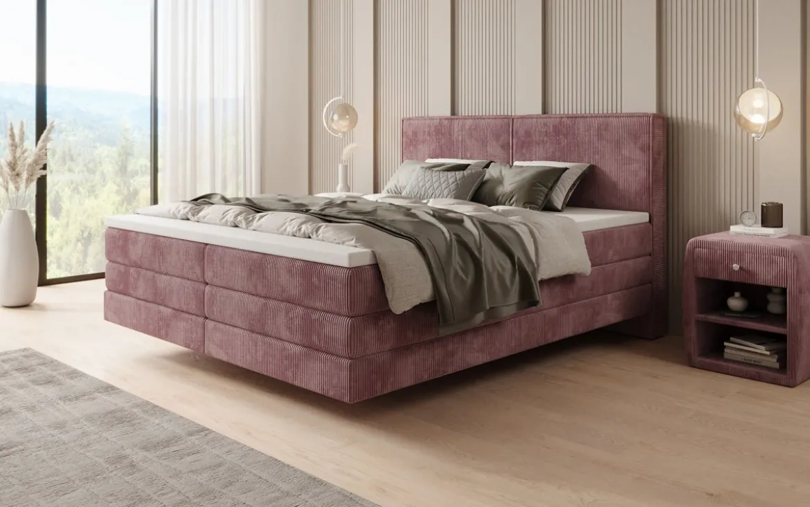 Boxspringbett Elara mit Schwebeoptik in Cord