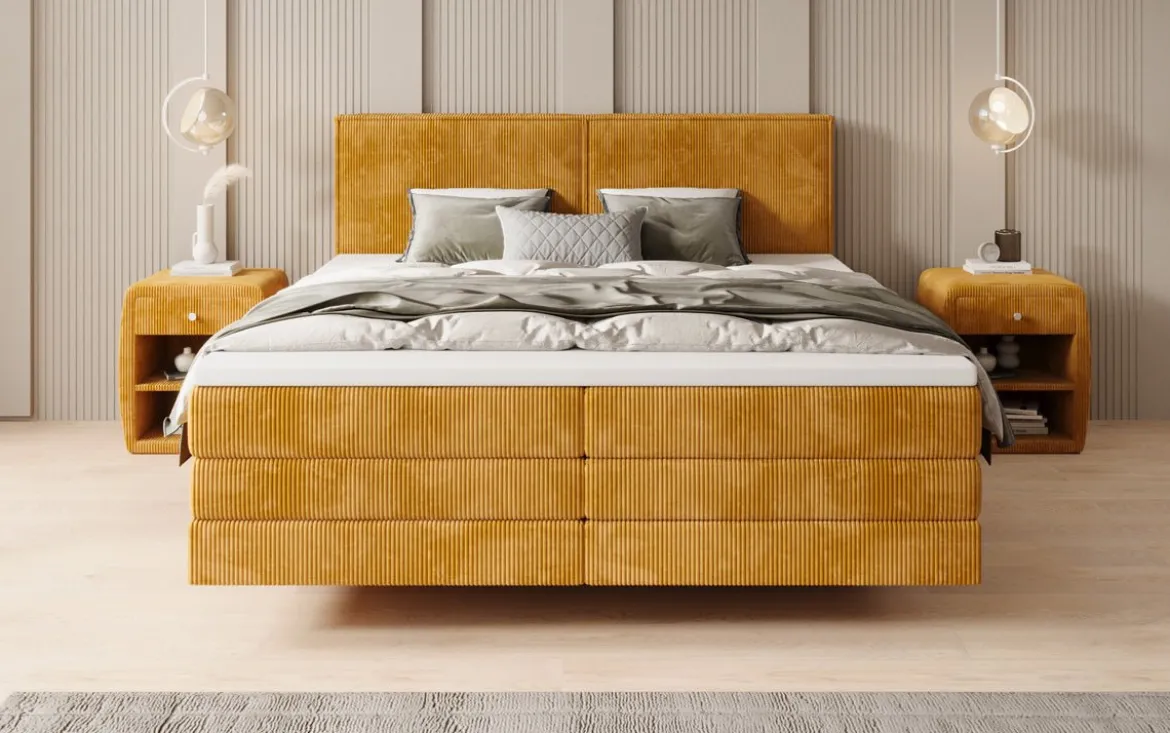 Boxspringbett Elara mit Schwebeoptik in Cord