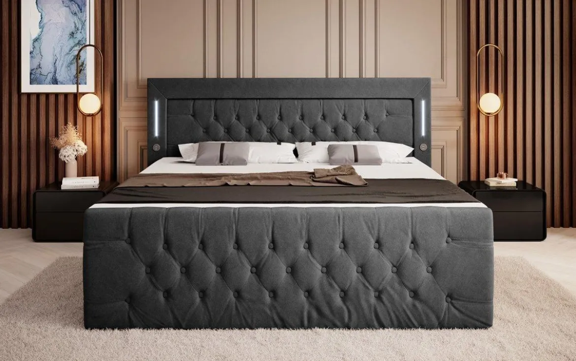 Boxspringbett Elegance mit LED, USB und Stauraum