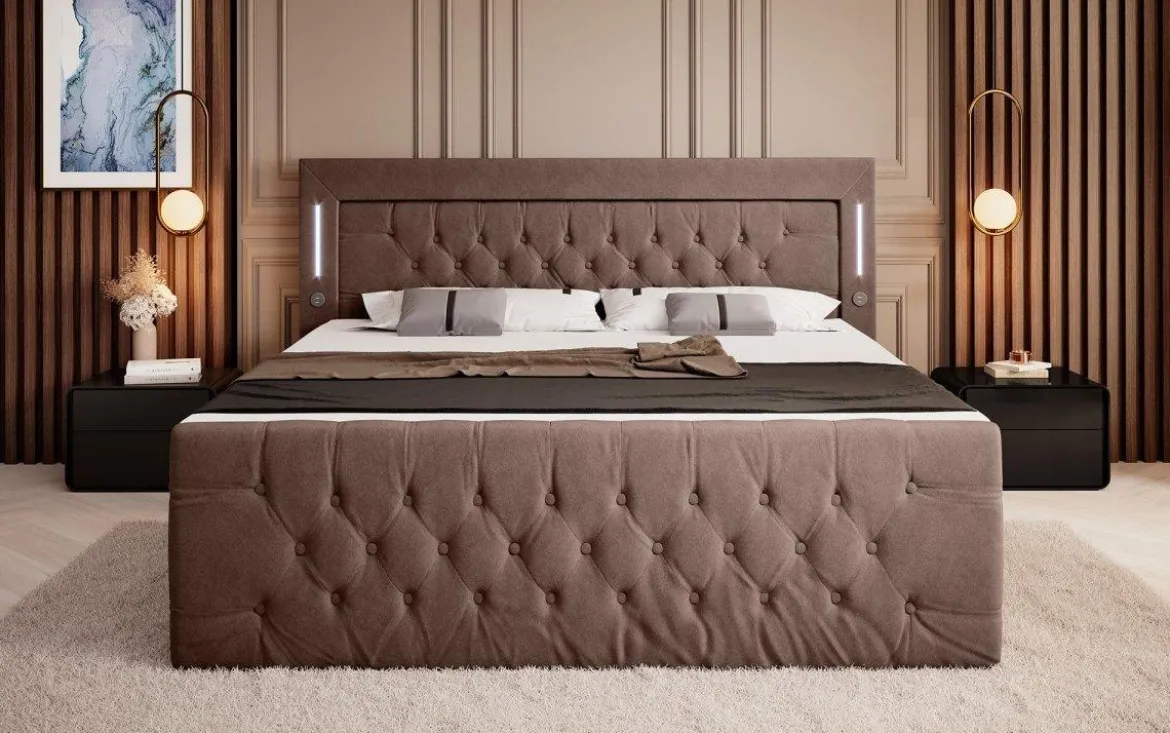 Boxspringbett Elegance mit LED, USB und Stauraum