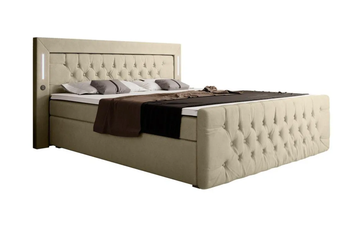 Boxspringbett Elegance mit LED, USB und Stauraum