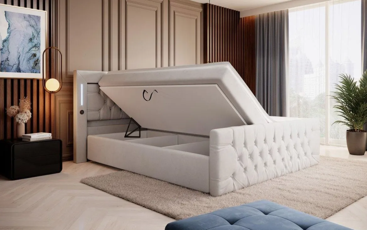 Boxspringbett Elegance mit LED, USB und Stauraum