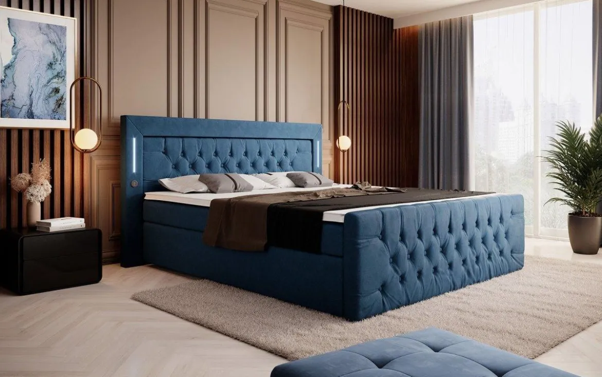 Boxspringbett Elegance mit LED, USB und Stauraum