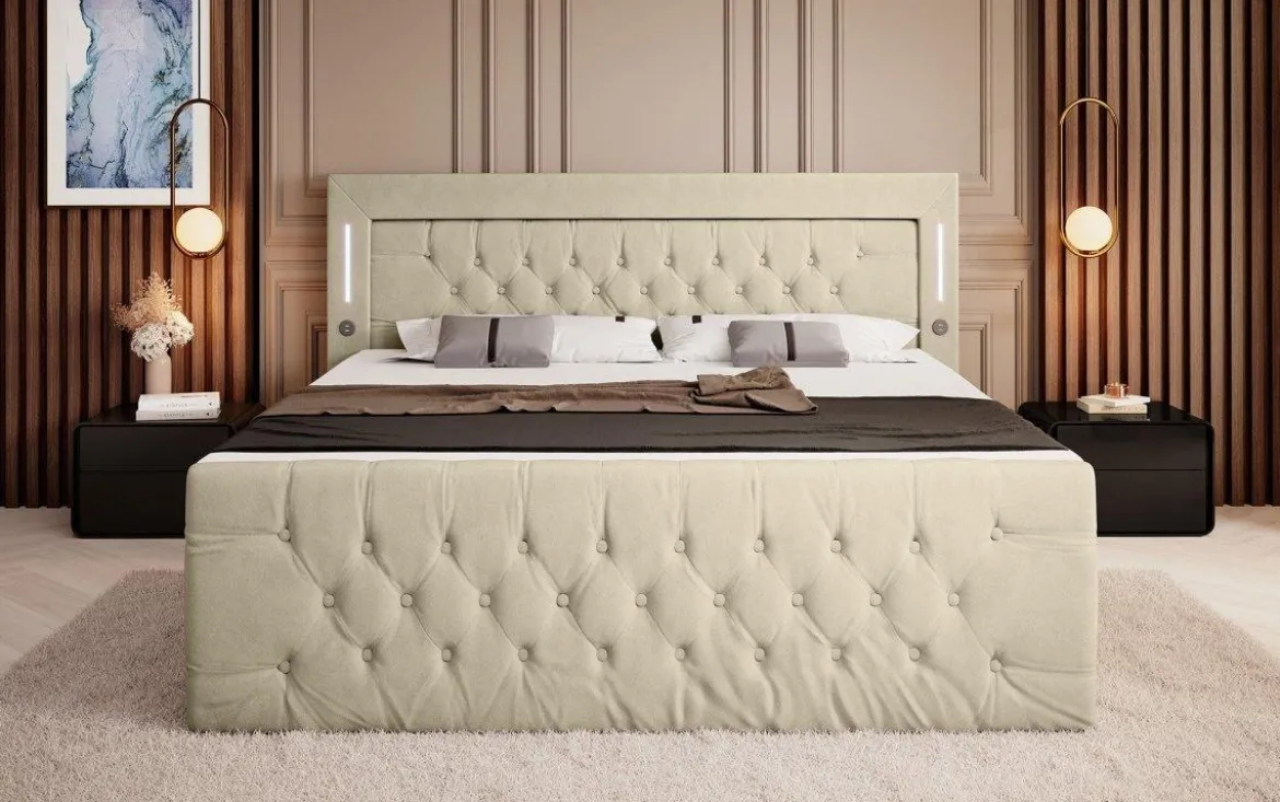Boxspringbett Elegance mit LED, USB und Stauraum