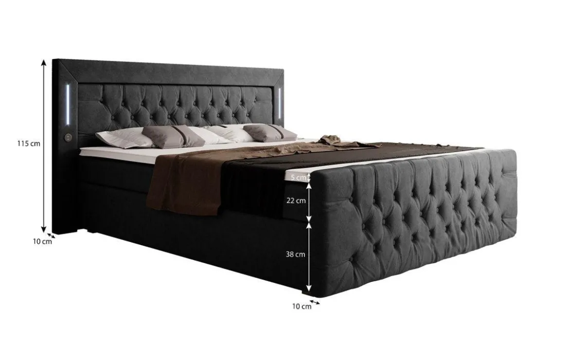 Boxspringbett Elegance mit LED, USB und Stauraum