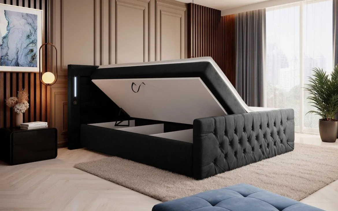 Boxspringbett Elegance mit LED, USB und Stauraum