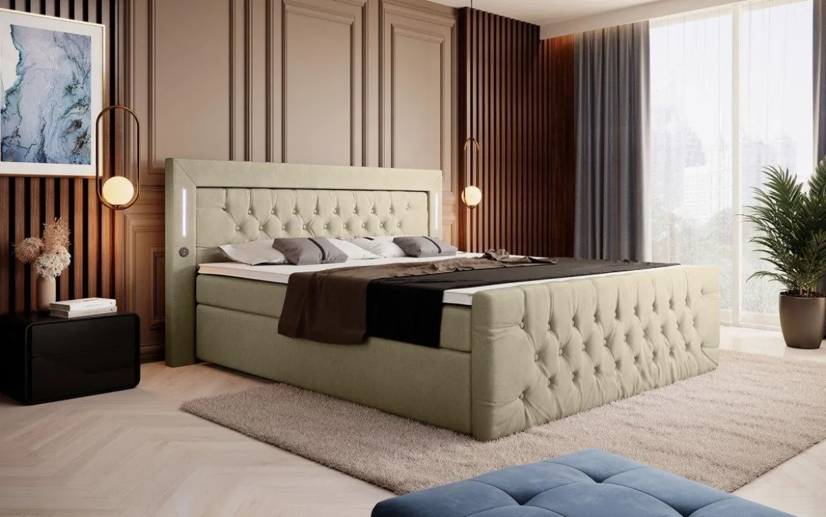Boxspringbett Elegance mit LED, USB und Stauraum