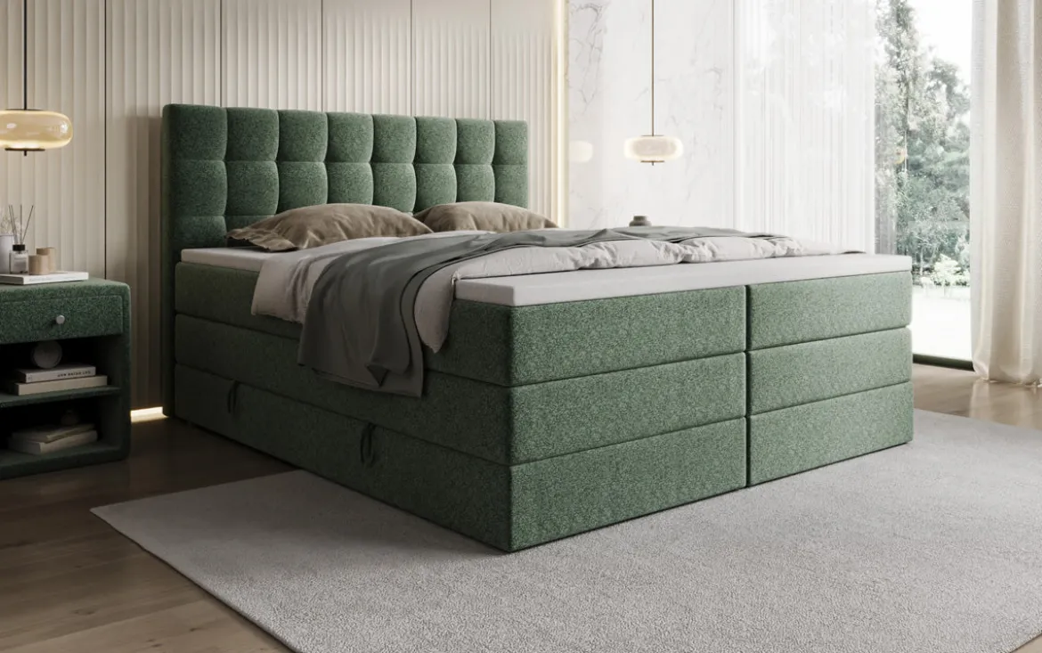 Boxspringbett Grandé in Strukturstoff mit Stauraum