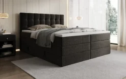 Boxspringbett Grandé in Strukturstoff mit Stauraum