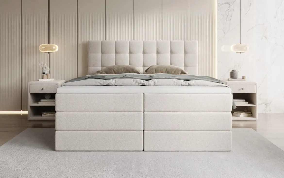 Boxspringbett Grandé in Strukturstoff mit Stauraum