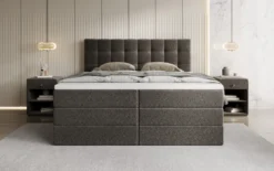 Boxspringbett Grandé in Strukturstoff mit Stauraum