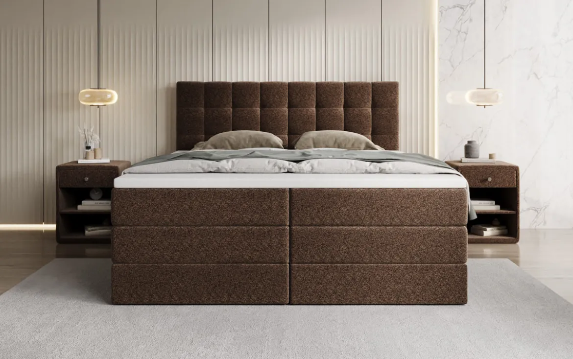Boxspringbett Grandé in Strukturstoff mit Stauraum