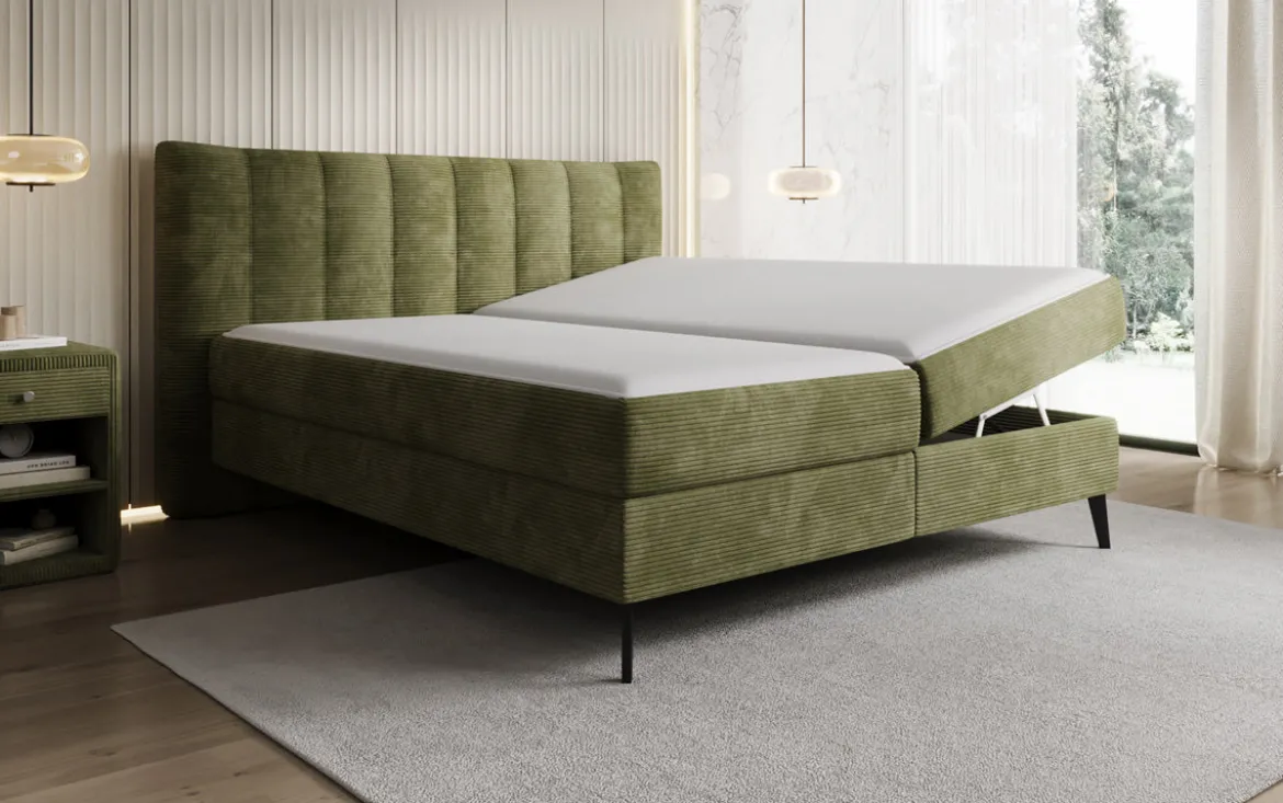 Boxspringbett Ines in Cord mit Stauraum
