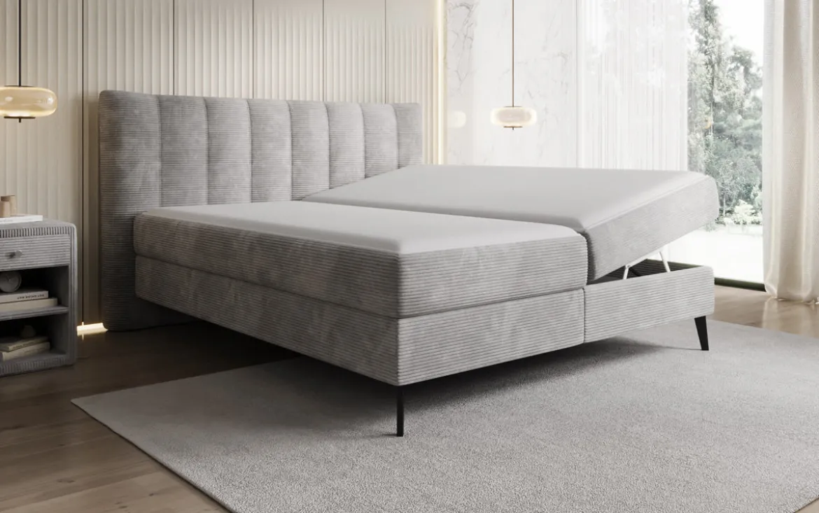 Boxspringbett Ines in Cord mit Stauraum