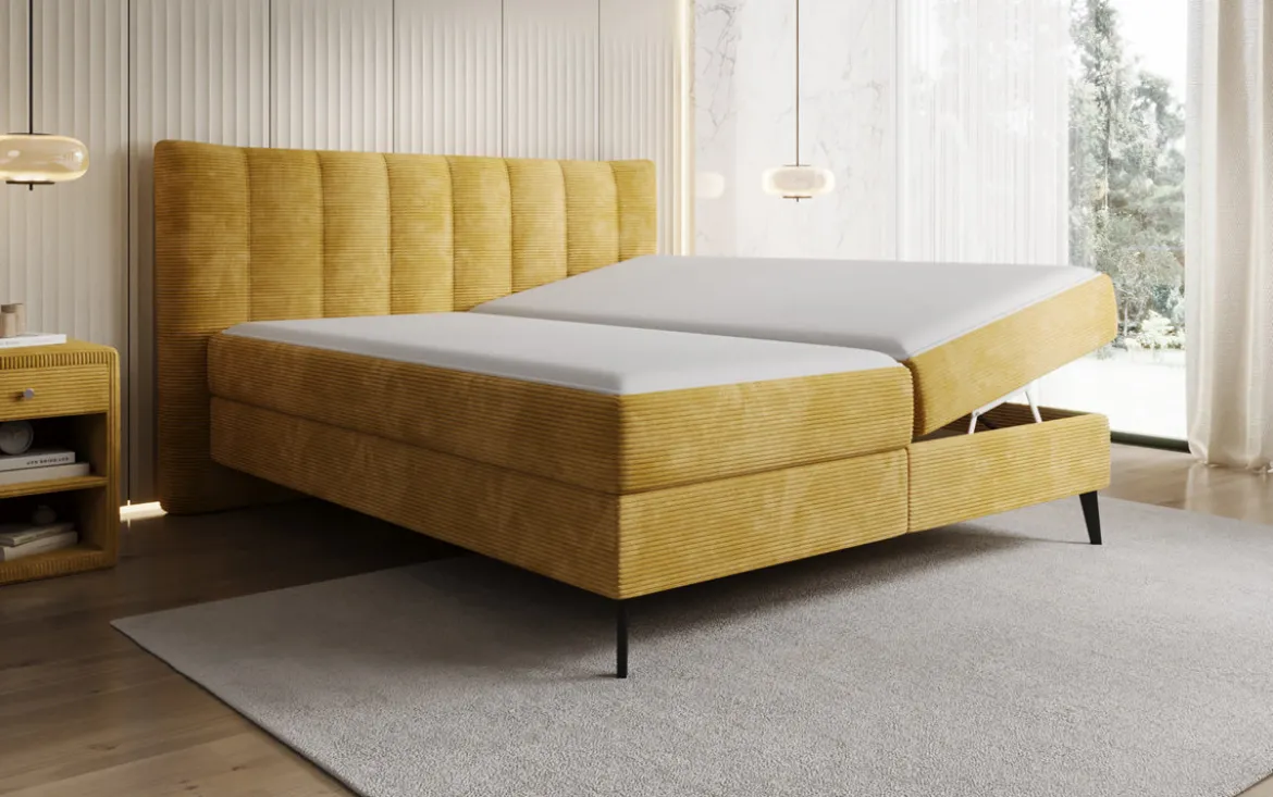 Boxspringbett Ines in Cord mit Stauraum