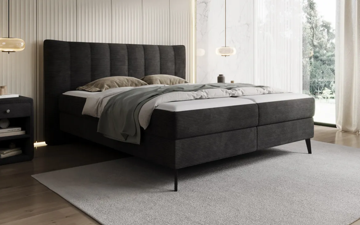 Boxspringbett Ines in Cord mit Stauraum