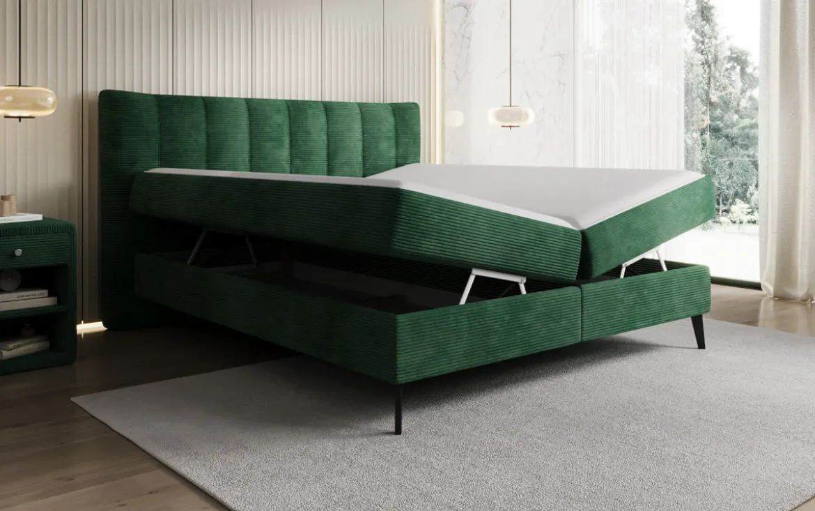 Boxspringbett Ines in Cord mit Stauraum