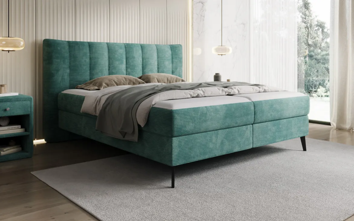 Boxspringbett Ines in Cord mit Stauraum