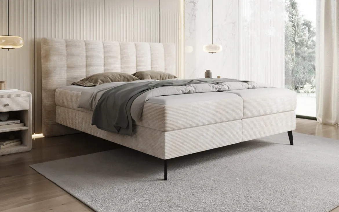 Boxspringbett Ines in Cord mit Stauraum