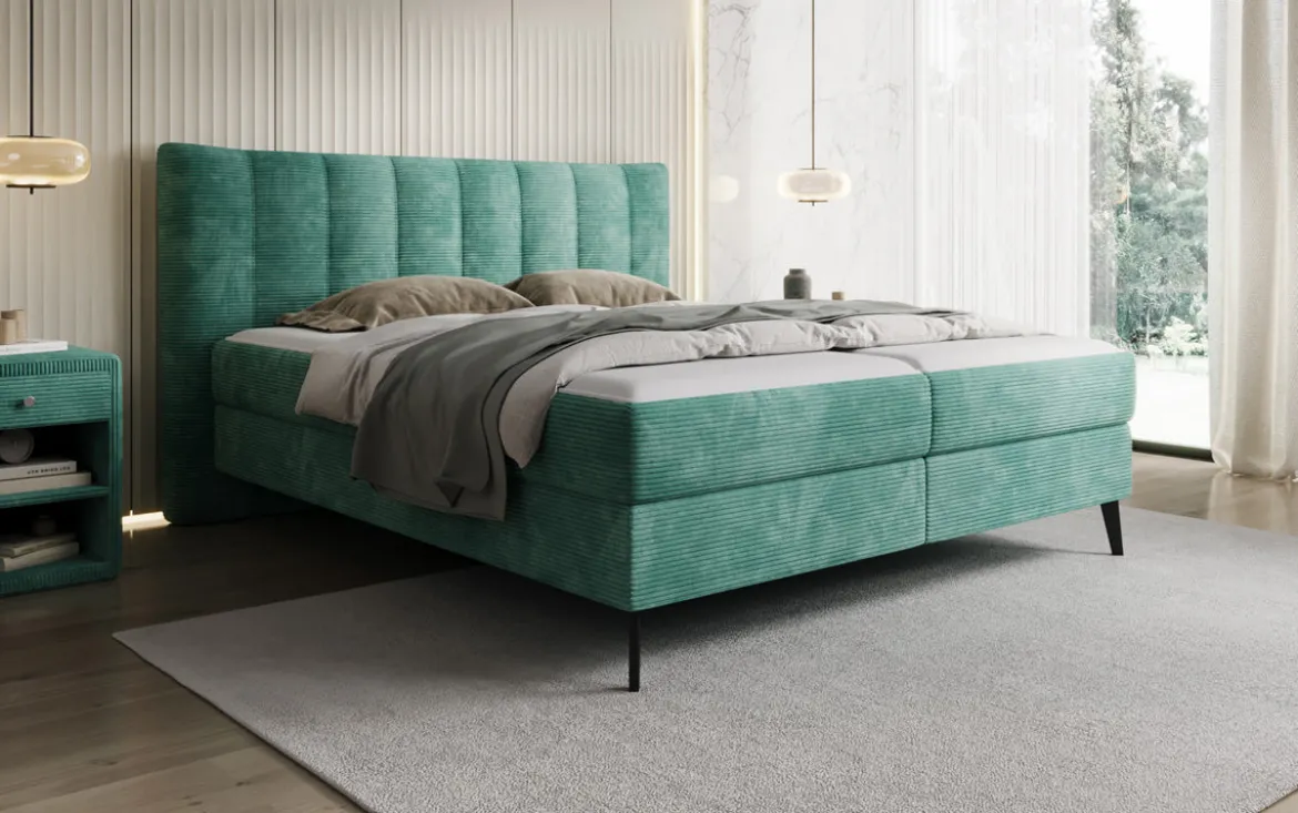 Boxspringbett Ines in Cord mit Stauraum