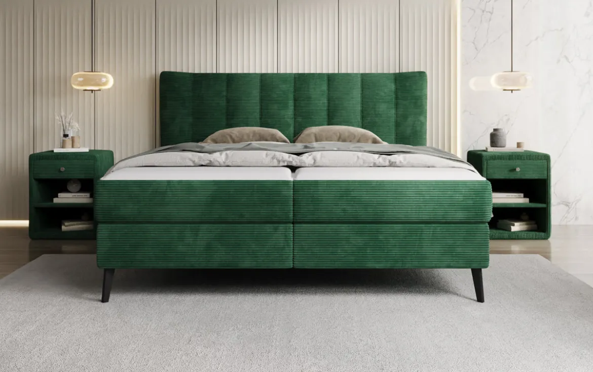 Boxspringbett Ines in Cord mit Stauraum