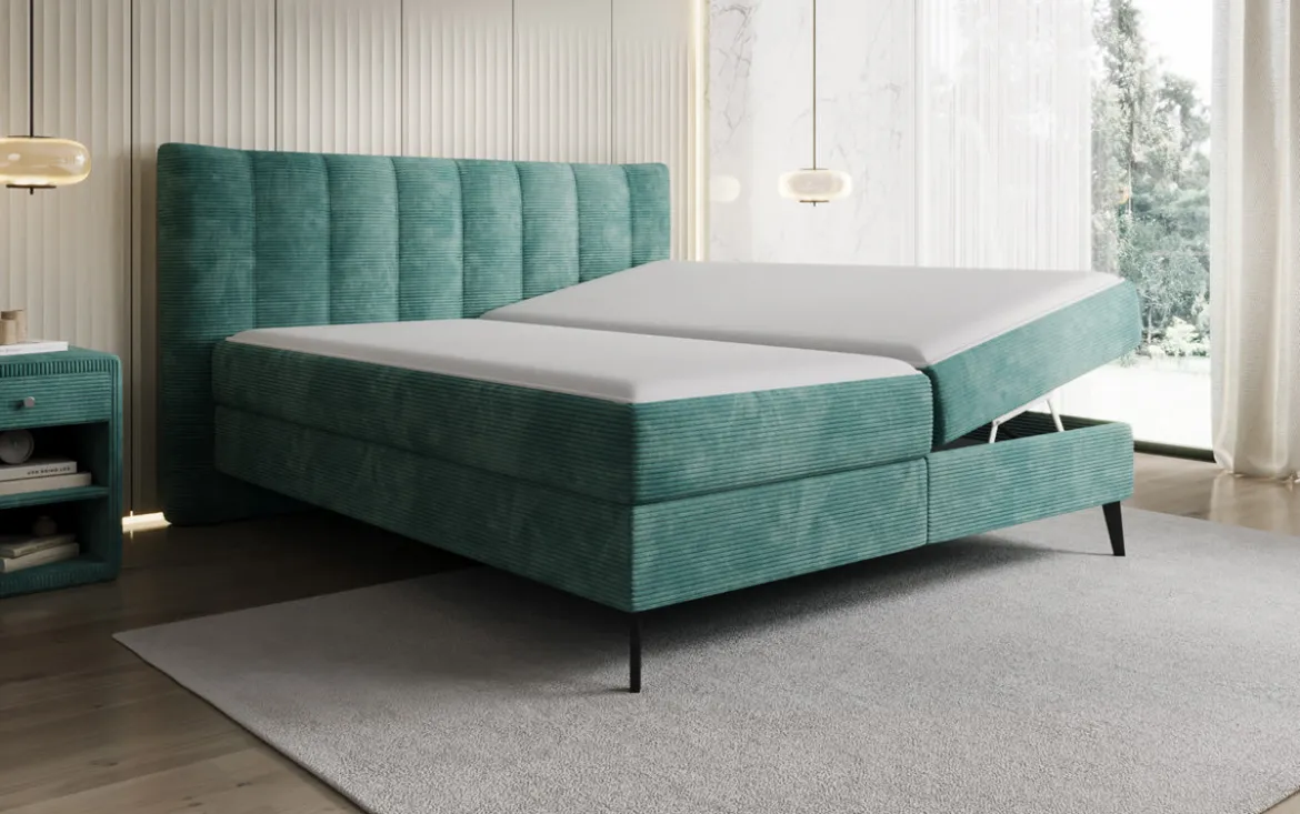 Boxspringbett Ines in Cord mit Stauraum