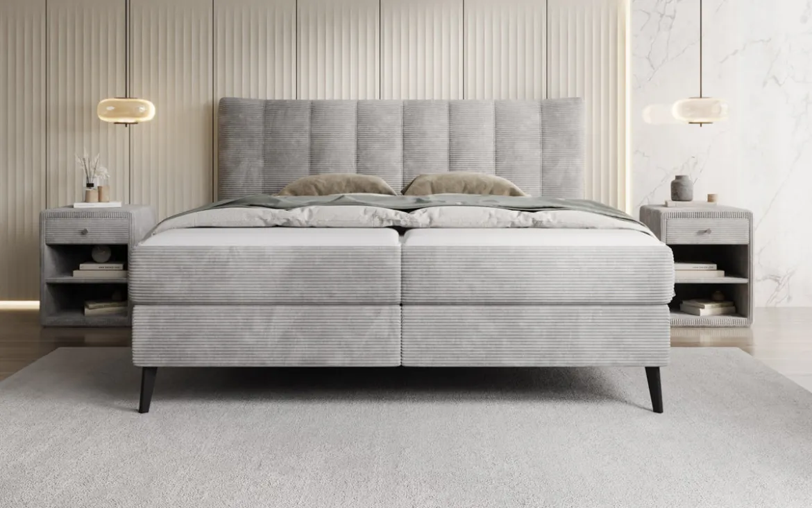 Boxspringbett Ines in Cord mit Stauraum