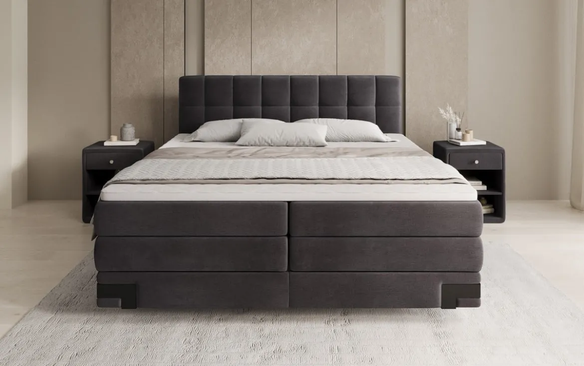 Boxspringbett Isabell mit Stauraum in Samt