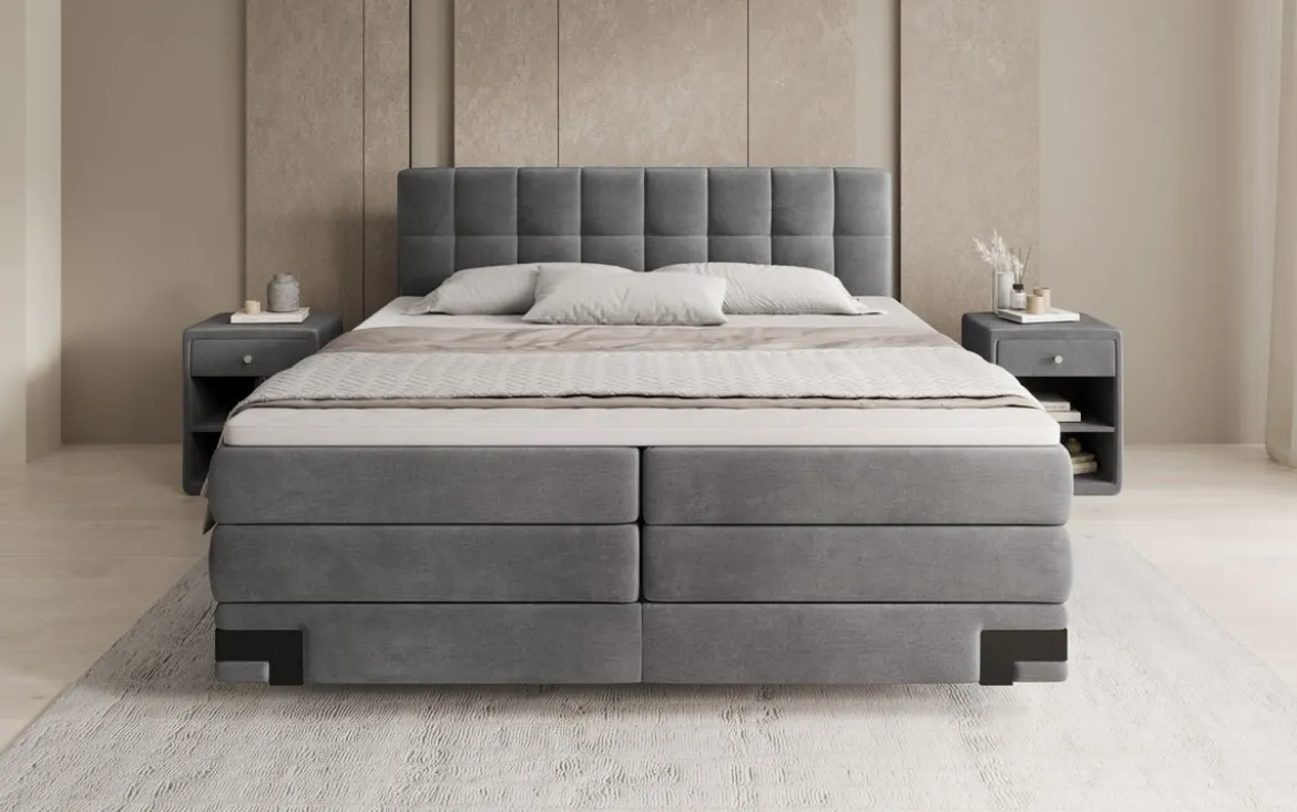 Boxspringbett Isabell mit Stauraum in Samt