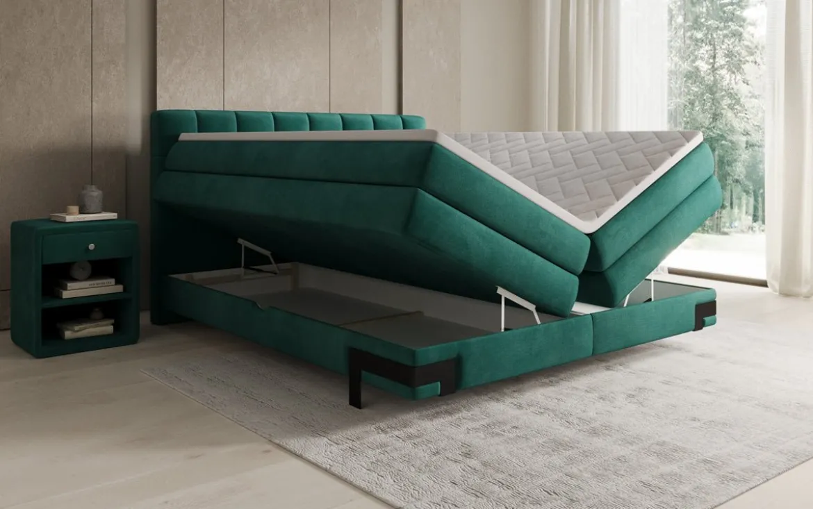 Boxspringbett Isabell mit Stauraum in Samt