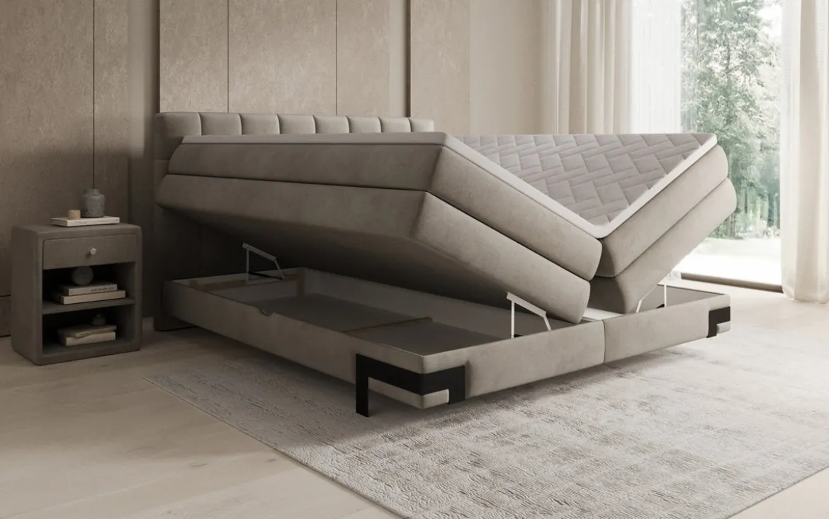 Boxspringbett Isabell mit Stauraum in Samt