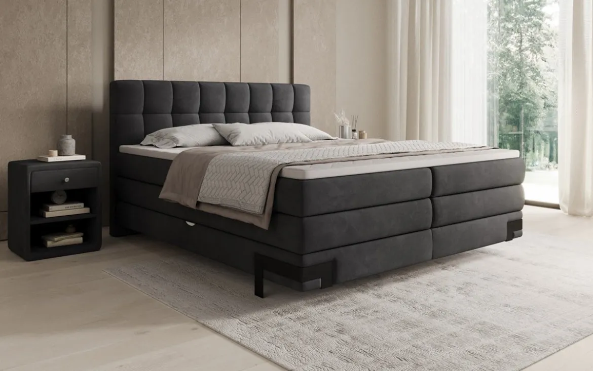 Boxspringbett Isabell mit Stauraum in Samt