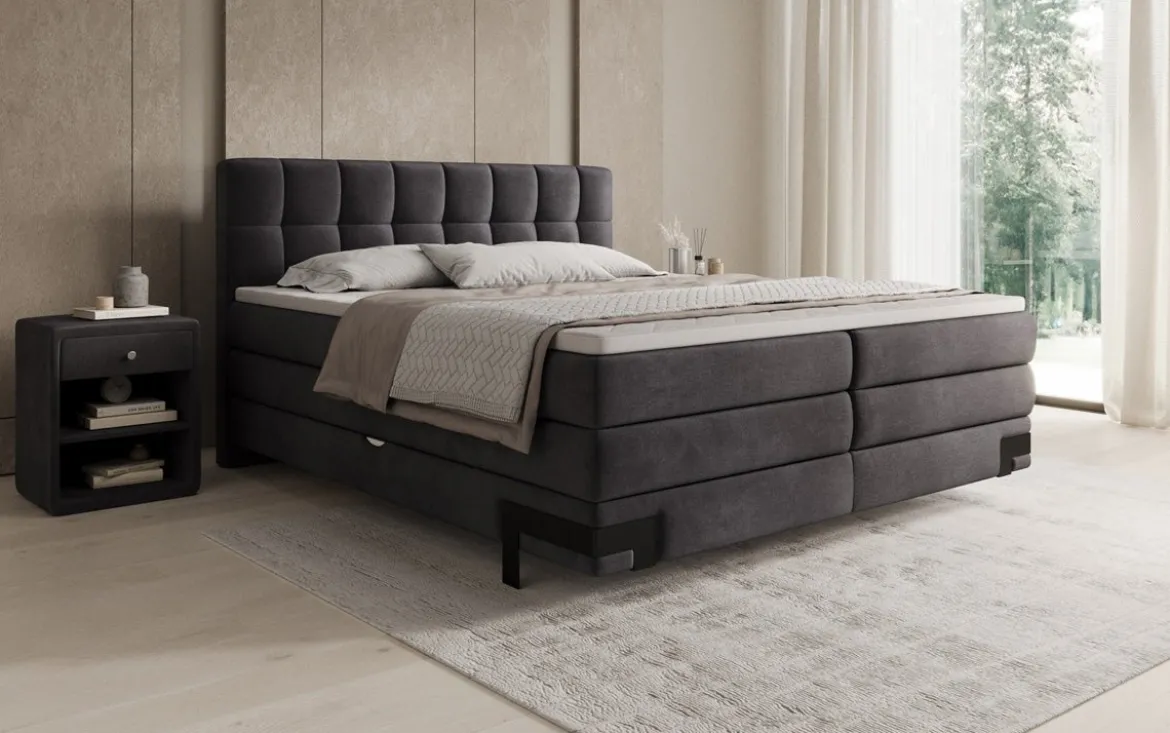 Boxspringbett Isabell mit Stauraum in Samt
