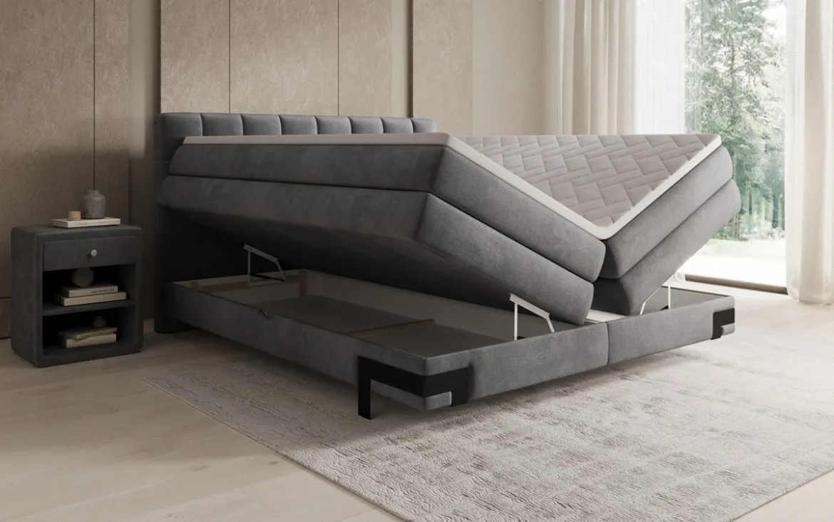 Boxspringbett Isabell mit Stauraum in Samt