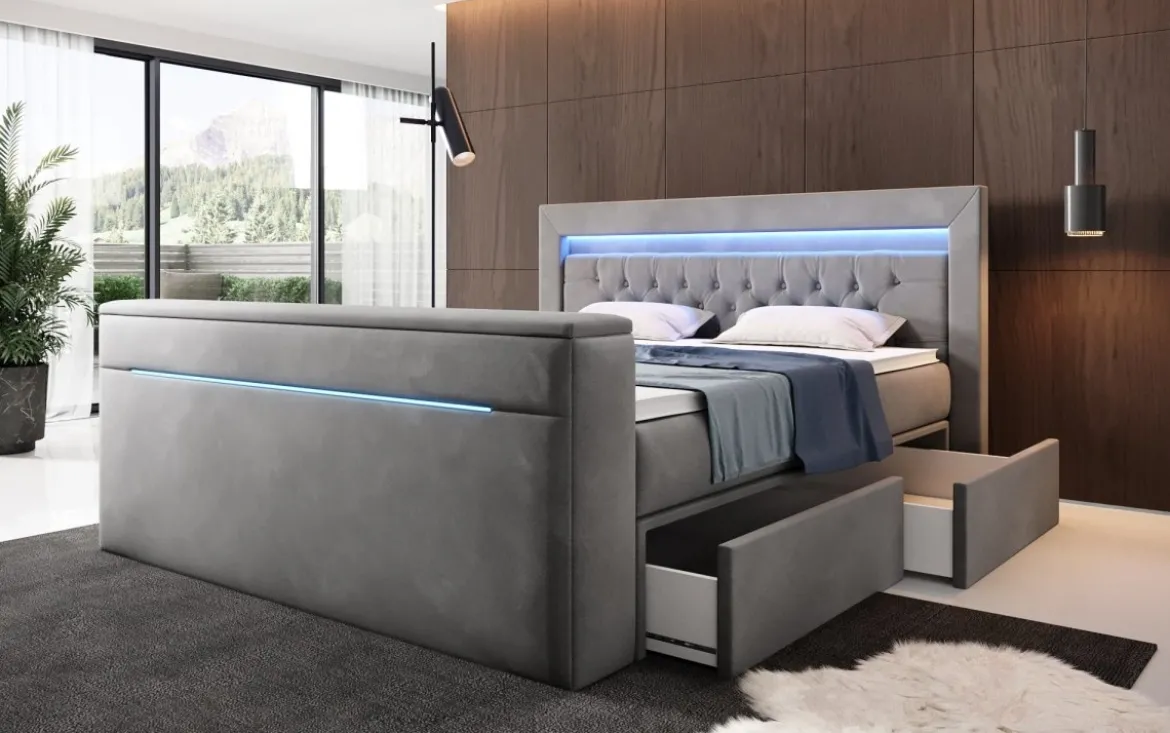 Boxspringbett Jupiter mit TV Lift, RGB und Stauraum