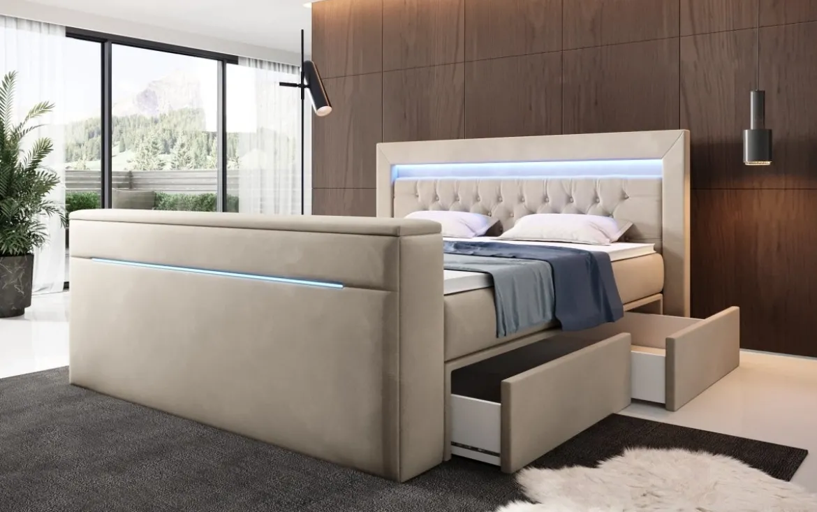 Boxspringbett Jupiter mit TV Lift, RGB und Stauraum