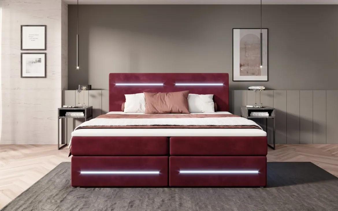 Boxspringbett Lara mit Stauraum und LED (Samt)