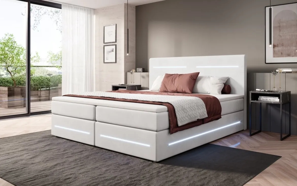 Boxspringbett Lara mit Stauraum und LED (Samt)