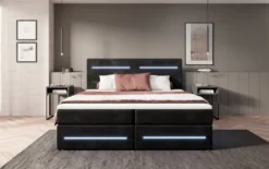 Boxspringbett Lara mit Stauraum und LED (Samt)
