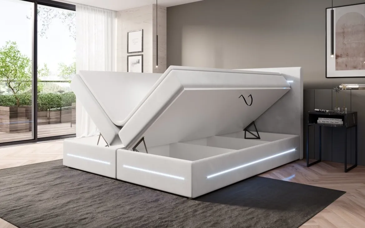 Boxspringbett Lara mit Stauraum und LED (Samt)