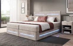 Boxspringbett Lara mit Stauraum und LED in Cord