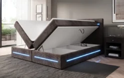 Boxspringbett Lara mit Stauraum und LED in Cord