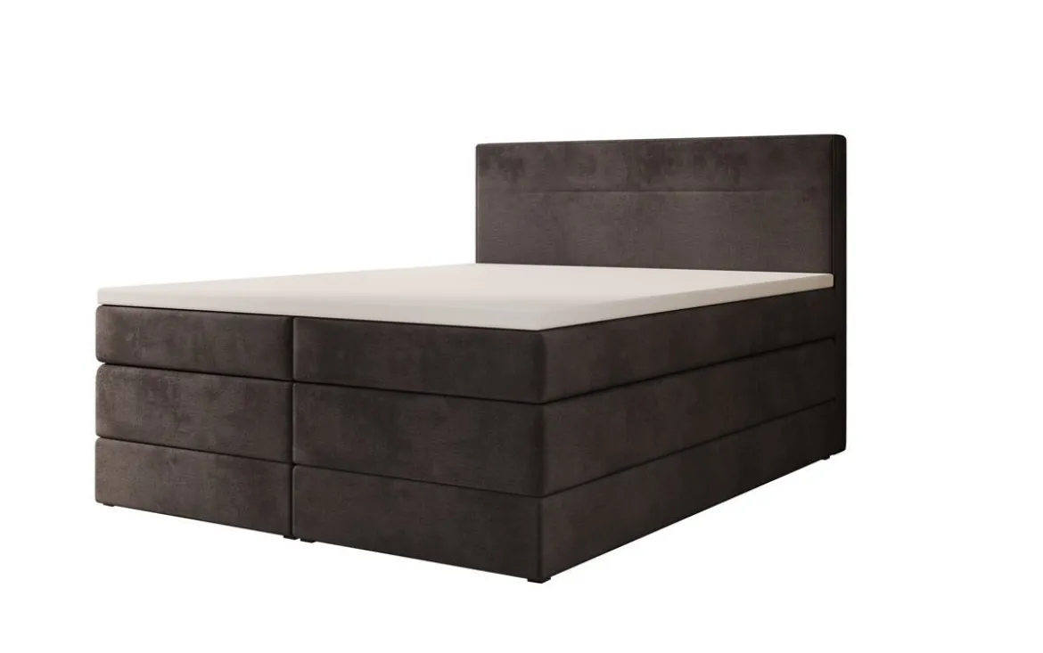 Boxspringbett Lavero mit Stauraum in Samt