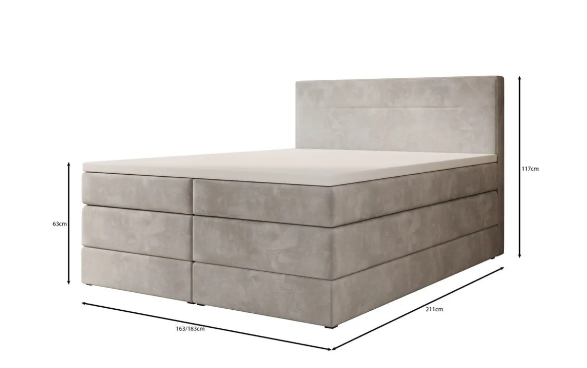 Boxspringbett Lavero mit Stauraum in Samt