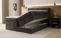 Boxspringbett Lavero mit Stauraum in Samt
