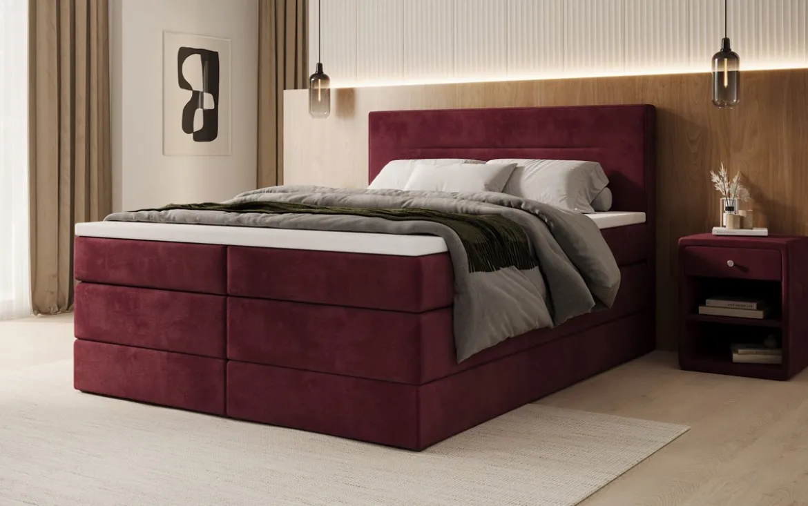 Boxspringbett Lavero mit Stauraum in Samt