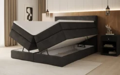 Boxspringbett Lavero mit Stauraum in Samt
